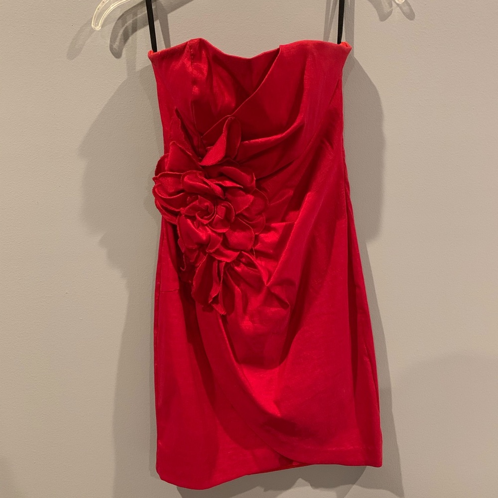 Red Strapless Jessica McClintock Dress